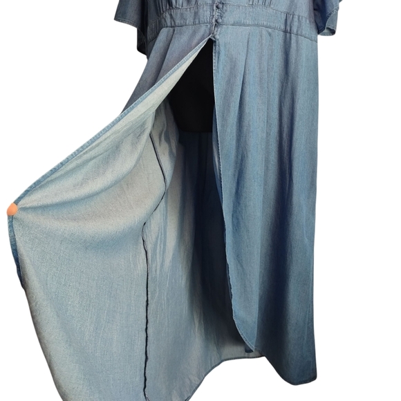 Simply Be Jean Denim Maxi Dress Women's V-Neck Blue Soft Plus Size 26 NWT - Picture 5 of 10